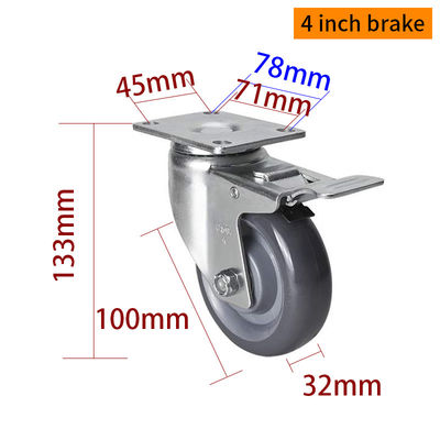 Giá tốt. EDL Trung hạn 4inch 150kg Plate TPU Caster theo kiểu cứng, xoay và phanh trực tuyến