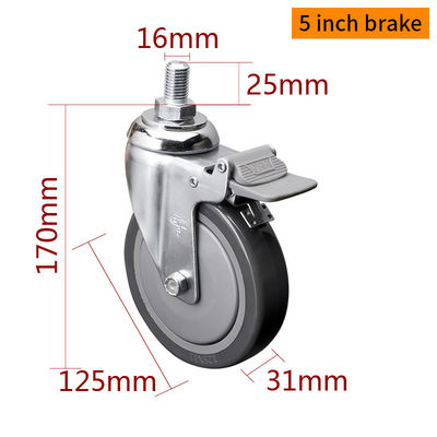 Giá tốt. Dần kẽm 5 inch Industrial Caster Wheels 130kg Load Threaded TPU Caster trực tuyến