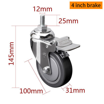 Giá tốt. Vòng xoay công nghiệp 4 Inch 130kg Chrome Coating Threaded Swivel Casters trực tuyến