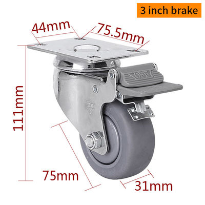 Giá tốt. TPE Công nghiệp kim loại Casters 3 inch 75mm Caster Wheels 5723P-57 trực tuyến