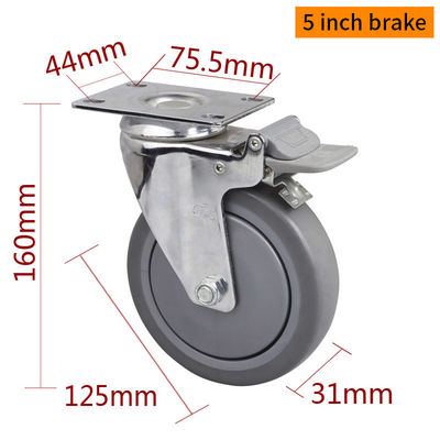 Giá tốt. TPE Industrial Caster Wheels 5 Inch Casters với phanh 5725P-57 trực tuyến