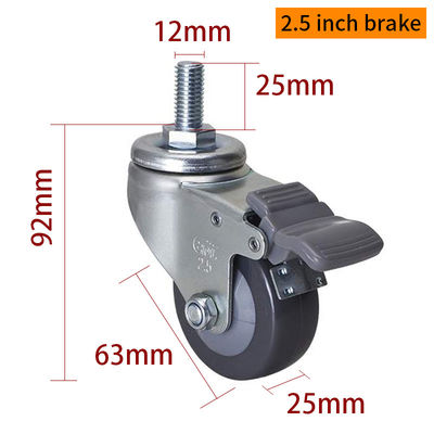 Giá tốt. EDL Casters Light Duty 2.5inch 70kg Threaded TPU Caster theo kiểu quay và phanh trực tuyến
