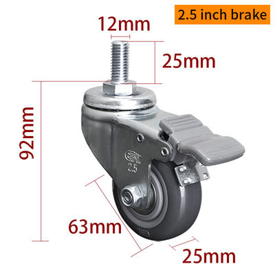 Giá tốt. EDL Light Duty 2.5inch 80kg Threaded TPU Caster bằng cách xoay và phanh loại 3625S-76 trực tuyến