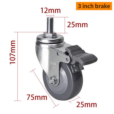 Buen precio 3 pulgadas de ruedas giratorias de placas, 70 kg de ruedas de ricino roscado 363S-74 en línea