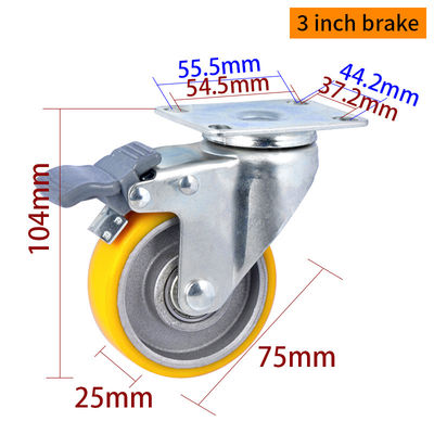 Giá tốt. Màu vàng TPU tread hạng nhẹ nhiệm vụ 3 inch quay đĩa treo trực tuyến