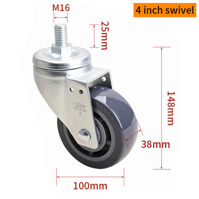 Giá tốt. EDL Trung hạn TPU Caster 4inch 250kg Threaded bởi Swivel và loại phanh trực tuyến