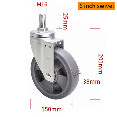 Giá tốt. EDL Trung bình nhiệm vụ TPE Caster 6inch 200kg Threaded bởi Swivel và type phanh 666S-56 trực tuyến