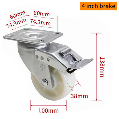 Giá tốt. EDL Trung hạn 4 inch Caster TPA Plate bởi cứng, quay và phanh loại 250kg 664P-26 trực tuyến