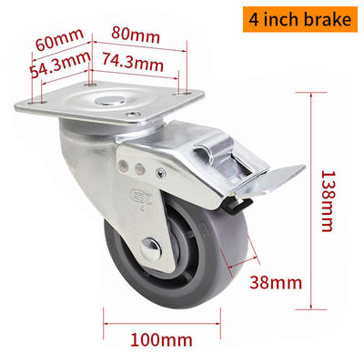 Giá tốt. EDL Trung hạn 4 inch Caster TPE Plate bằng cứng, xoay và phanh loại 200kg trực tuyến