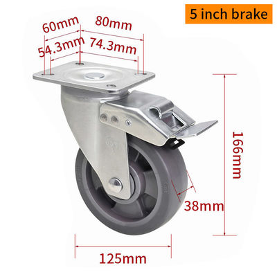 Giá tốt. EDL Trung hạn 5 inch Caster TPE Plate bằng cứng, xoay và phanh loại 200kg 665P-56 trực tuyến