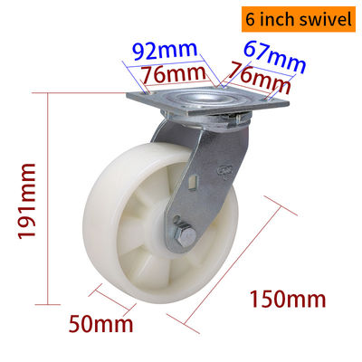 Buen precio 6 pulgadas de trabajo pesado ruedas giratorias giratorias 420kg placa TPU 150mm ruedas giratorias en línea