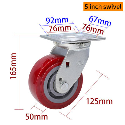 Buen precio Rojo 5 pulgadas de trabajo pesado ruedas giratorias giratorias de 125 mm ruedas de ruedas 735-86 en línea