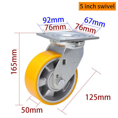 Giá tốt. 420kg tấm nhôm 5 inch Heavy Duty bánh xe quay với phanh trực tuyến