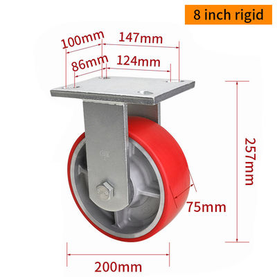 Giá tốt. Đỏ đặc biệt nặng nhiệm vụ bánh xe có phanh 8 inch 200mm bánh xe 938-86A trực tuyến