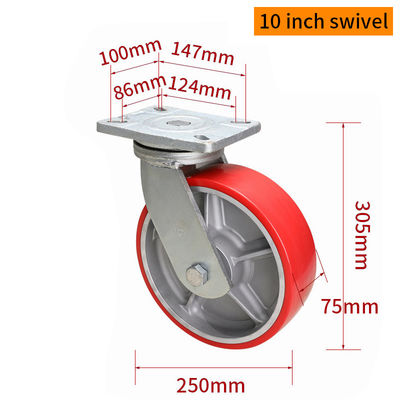 ราคาดี EDL 10 นิ้ว TPU แฮวเฮวดดิวติก แคลสเตอร์เพลต 1500 กิโลกรัม Load Rigid Swivel Brake แบบ 9310-86A ออนไลน์