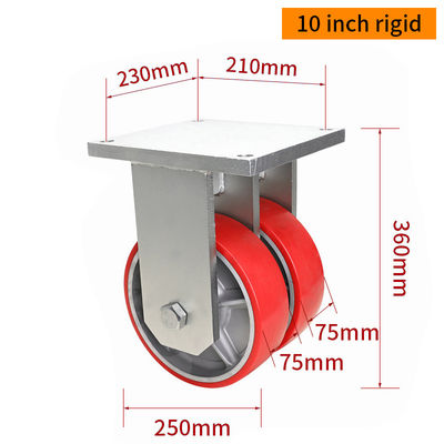 Bom preço EDL 10 polegadas 3000kg Ultra Heavy Duty Dual Wheel Caster Plate Rigid Swivel Tipo 9510-86A on-line