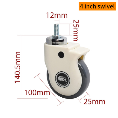 Good price 4 Inch TPU Medical Caster Wheels 80kg Load Capacity online