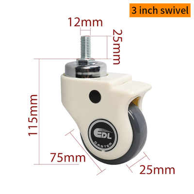 Bon prix 3 Inch TPU Medical Caster Wheels 80kg Load Swivel Brake Type en ligne
