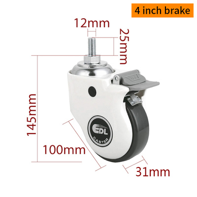 Good price 4 Inch TPU Medical Caster Wheels 130kg Load Capacity online