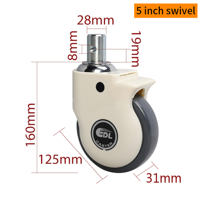 ราคาดี 5 นิ้ว Medical Caster Wheels TPU เทรด ความจุ 130 กิโลกรัม ออนไลน์