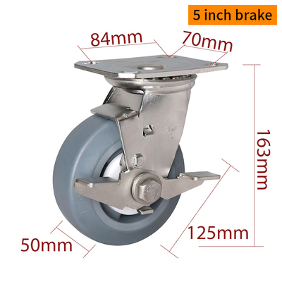 Good price EDL 5 Inch Stainless Steel Heavy Duty Caster With Durable TPE Wheel Loading 300Kg S715P-55 online