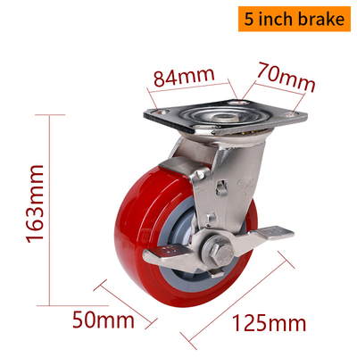 Buon prezzo EDL 5 Inch Stainless Steel Heavy Duty Caster With Durable TPU Wheel Loading 350Kg S715P-85 in linea