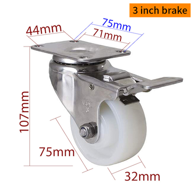 Buon prezzo EDL 3 pollici di acciaio inossidabile Medium Duty Caster con ruote durevoli 150 kg S543P-25 in linea