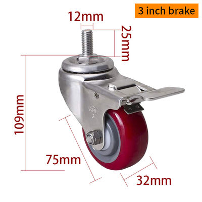 Καλή τιμή EDL 3Inch Stainless Steel Threaded Caster Loading 150Kg With TPU Wheel S543S-85 σε απευθείας σύνδεση