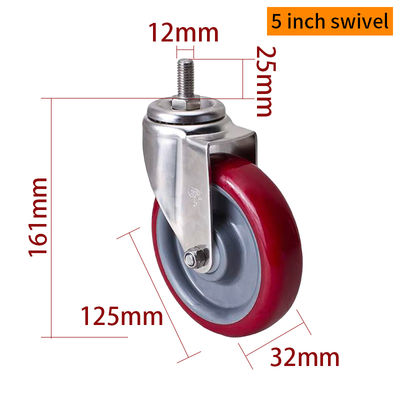 Καλή τιμή EDL 5Inch Stainless Steel Threaded Caster Loading 150Kg With TPU Wheel S545S-85 σε απευθείας σύνδεση