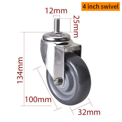 Καλή τιμή EDL 4Inch Stainless Steel Caster Loading 150Kg with TPU Wheel  Threaded Swivel/Brake S544S-75 σε απευθείας σύνδεση
