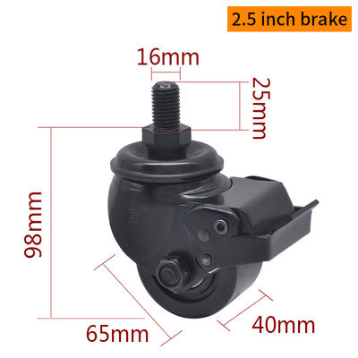 Хорошая цена EDL Equipment Casters 2.5Inch PA Wheels With E-coated bracket Brake  450Kg Road M4325-16S онлайн