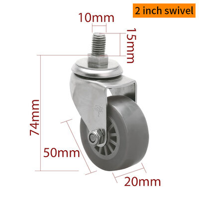 Good price EDL Stainless Steel Mini 2'' Threaded Smooth TPU Casters S262S-73 Load 35kg online