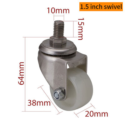 Bon prix EDL 1.5'' roulettes pivotantes/frein en acier inoxydable avec roues TPA S2615S-23 Charge 45kg en ligne